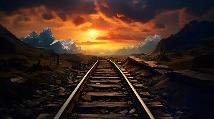 Türaufkleber Train tracks leading into the distance © Ziyan Yang