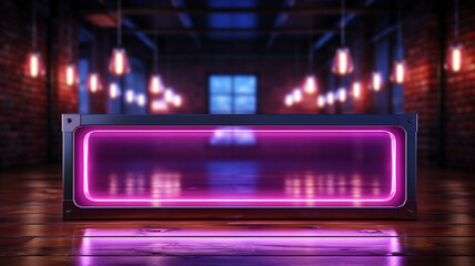 Neon rectangle on a dark purple background