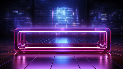 Neon rectangle on a dark purple background