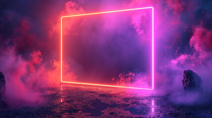 Neon rectangle on a dark purple background