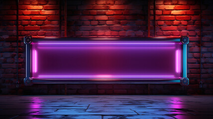 Neon rectangle on a dark purple background
