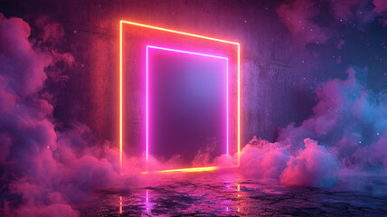 Neon rectangle on a dark purple background