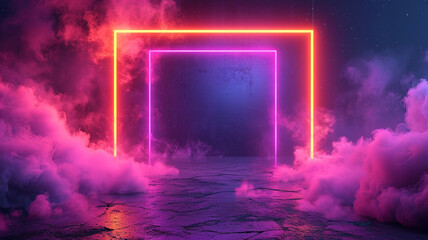Neon rectangle on a dark purple background