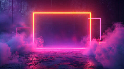 Neon rectangle on a dark purple background