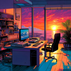 interior of the office | cartoon style
