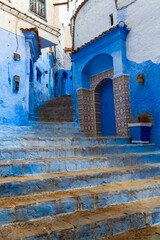 Blue city. Picturesque, narrow streets and alleys of the Medina. Chefchaouen, (Chaouen)  Morocco, Africa
