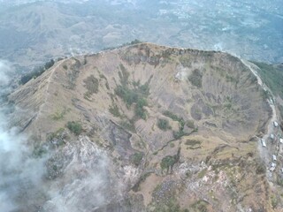 An aerial view of Mount Batur in Bali, Indonesia