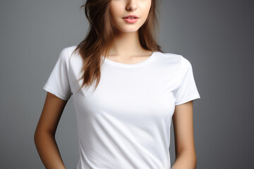 Obraz premium Woman in White Tshirt Mockup created with Generative AI