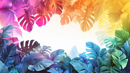 Fototapeta na wymiar Beautiful colored leaves of the tropics.Rainbow color. Background.Generative AI