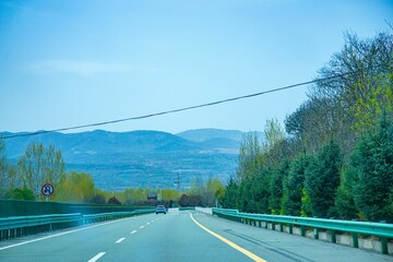 Pingliang City, Gansu Province - Road and field scenery under the blue sky