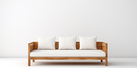 The wood sofa alone on white background.