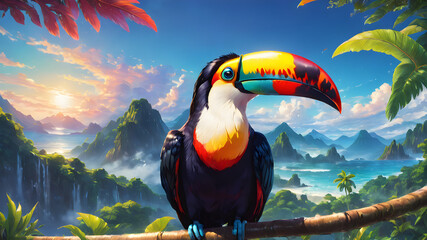 toucan in the jungle - obrazy, fototapety, plakaty