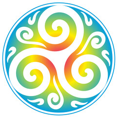 Symbole celtique - Nœud celtique et cercle - Triskel - Trinité - Géométrie sacrée - Énergie - Couleurs Arc-en-ciel