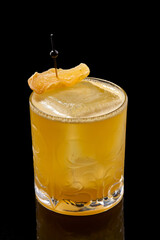 Classic Penicilin Cocktail.Cocktails. On black background