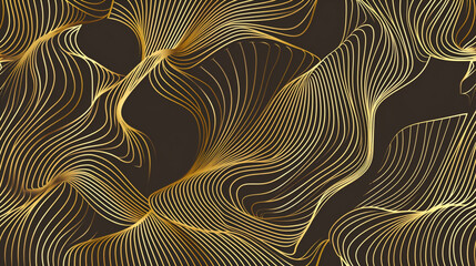 Abstract Premium Vector gold wave pattern. Luxury background for websites. Black, gold, navy blue and white harmony. Elegant design element, leaf,wavy curve wallpaper,minimal line illustration banner