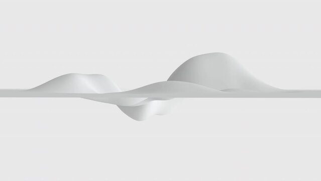 animation of white wave forms isolated on white background, 4K abstract animation