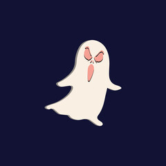 Happy Halloween day element background vector. Cute collection of spooky ghost, pumpkin, bat, candy, cat, skull, spider, grave, castle.