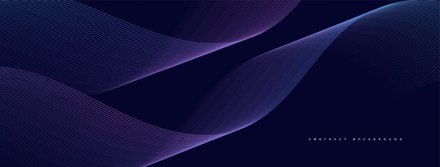 Dark blue abstract background with glowing wave lines. Modern purple blue gradient flowing wave lines. Vector ilustration
 - obrazy, fototapety, plakaty
