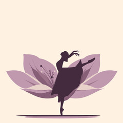 Ballerina silhouette. Vector illustration of ballerina dancing, purple color, tiptoe ballet performer, generative ai