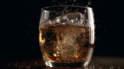 Glass with Whiskey and Ice