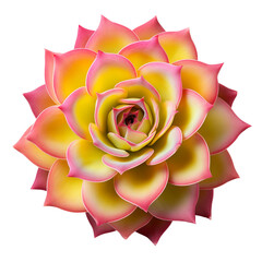 Pink and Yellow Succulent Plant Isolated on Transparent Background PNG