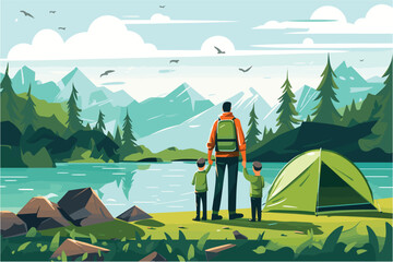 Camping in the mountains, Camping in the mountains at sunset