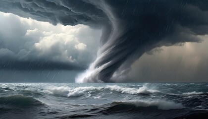 Fototapeta premium tornado storm background with dark sky cloud