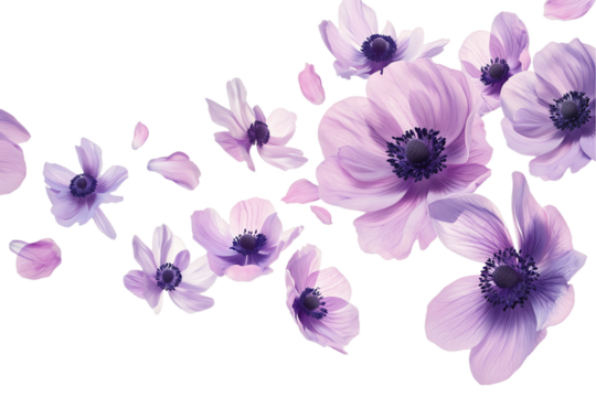 flower anemone petals flew isolated on white background