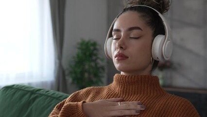 one woman meditate practice meditation at home self care concept