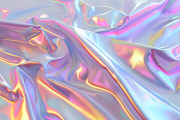 Holographic Fabric Close-up in Vibrant Colors. Generative AI.