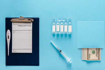 Medical treatment, diagnostic and health care service requires lot of money in dollars © Denys Kurbatov