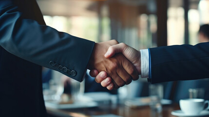 Financial Harmony: Business Leaders Handshake - obrazy, fototapety, plakaty