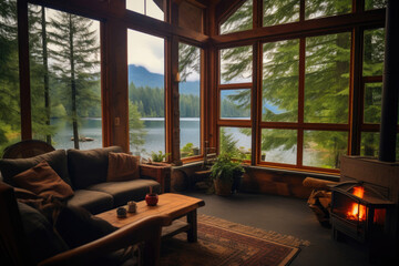 Serenity by the Lake: Cabin Nestled in Mountains