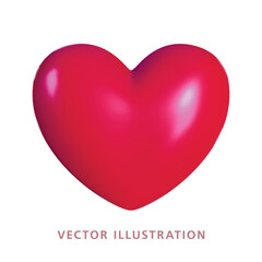 Realistic 3d Red Heart. Vector illustration. Like and Heart icon. Symbol of love. Button for expressing social smileys or valentine's day concept design