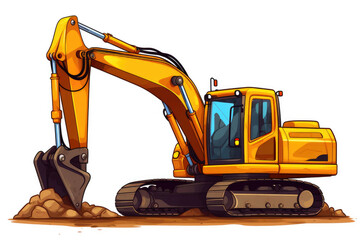 Whimsical White Background Excavator Drawing