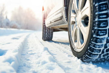 Naklejka premium winter tires on the road, operation of winter tires, tire store