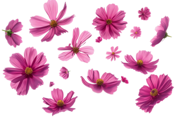 flower Cosmos petals flew isolated on white background