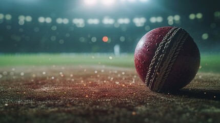 closeup shot of cricket ball,