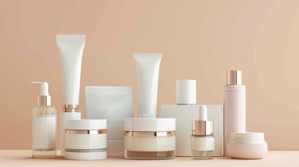Fototapeta na wymiar Explore our collection of skincare products, featuring creams and more. Elevate your skincare routine with innovative solutions. Generative AI