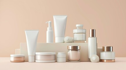 Fototapeta na wymiar Explore our collection of skincare products, featuring creams and more. Elevate your skincare routine with innovative solutions. Generative AI