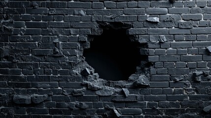 A illustration capturing a brick wall with a prominent hole