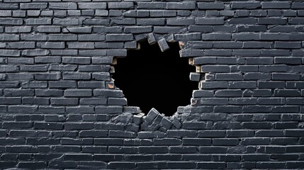 A brick wall with a circular hole in it