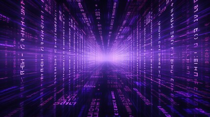 Fototapeta na wymiar Purple Digital Binary Data. Background, Code, Computer, Information, Network, Web, Coding, Futuristic 