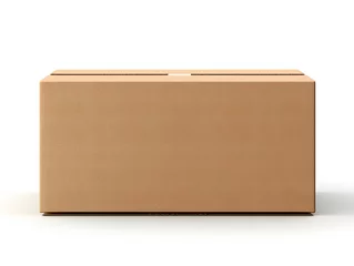 Foto op Canvas 3D blank cardboard box mockup isolated on a white background © tanjidvect