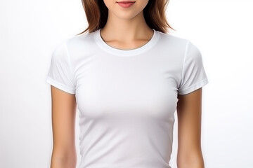 Fototapeta premium Woman in White Tshirt Mockup created with Generative AI