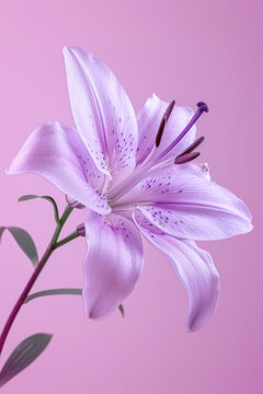 Purple lily flower soft elegant vertical background, card template