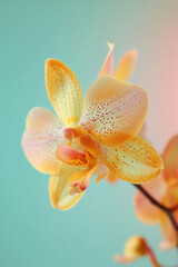 Yellow Orchid flower soft elegant vertical background, card template