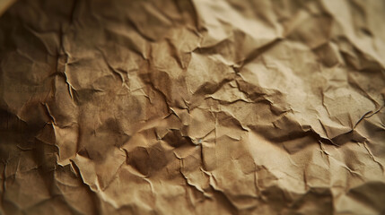 Aged Elegance: Close-Up of Crumpled Brown Paper with Wrinkled Texture. eb design background texture