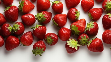 Horizontal banner with strawberry on white background generated AI