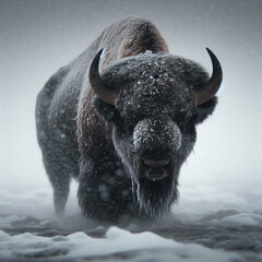 buffalo in snow